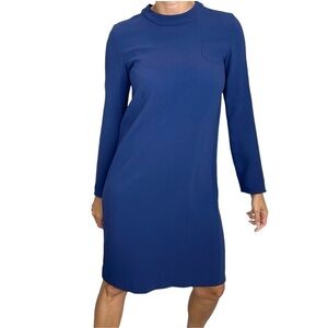 S Max Mara blue long sleeve mock neck shirt shift dress 6
